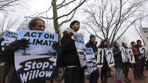 Image of climate protest in response to Willow Project announcement. Photo credit to CNN.org