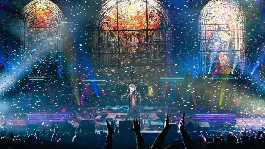 Photo of Ghost in concert after a performance of Mary on a Cross, courtesy of Revolver Magazine