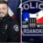 Roanoke police officer motorcycle crash response near Highway 114 and Texas Motor Speedway
